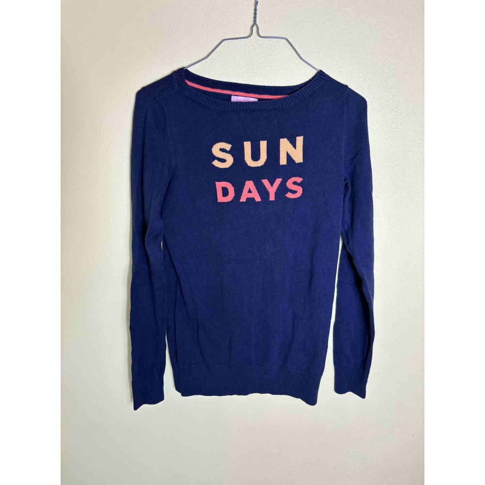 Lilly Pulitzer Sundays Graphic‎ Sweater Blue Peach Crew Neck Knit Top